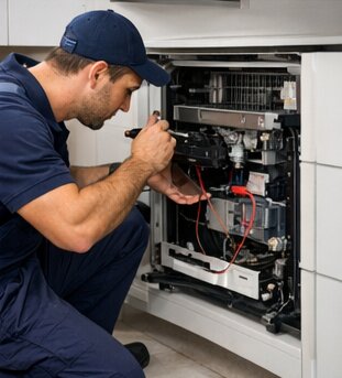 Uzman teknisyen elektronik kart tamiri yapıyor